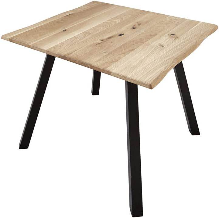 Esstisch, Edik 80 × 80 cm Wildeiche Metallbeine schwarz, SAM