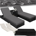 Liege 2er ® Garten Lounge Sonnen, n Set mit Tisch, Aluminium Gartenliege, Gartenlounge Outdoor, Relaxliege inkl. 2 Bezugsets und Schutzhülle