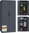 Garderobenschrank, Regulus Metallschrank 175x40x80 cm, mit 6 Fächern, Anthrazit, STEELSØN