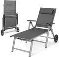 Liege Sonnen, Aluminium mit Rollen, Gartenliege klappbar, COSTWAY