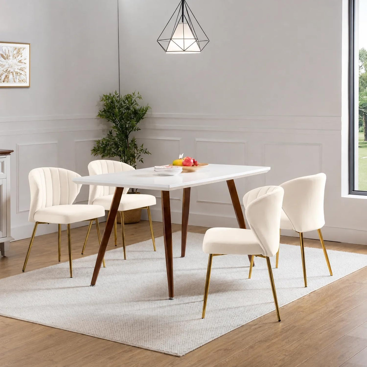 Esszimmerstuhl 4er Esszimmerstühle Set Polsterstuhl Esszimmer modern Samt Küchenstuhl mit Rückenlehne Ergonomischer Stuhl mit goldenen Beinen