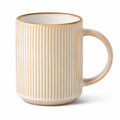 Keramikbecher 350 ml Creme Beige mit Rillenstruktur und Henkel