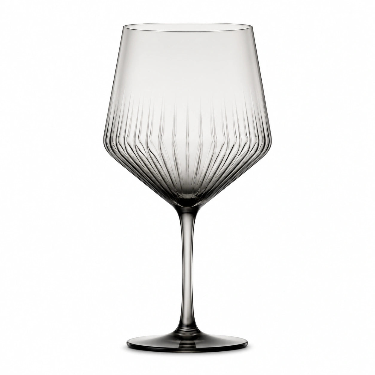 Weinglas 500 ml Rauchgrau Glas mit geriffelter Oberfläche