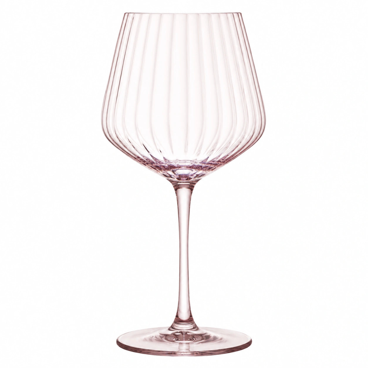 Weinglas 500 ml aus roséfarbenem Glas geripptes Stielglas