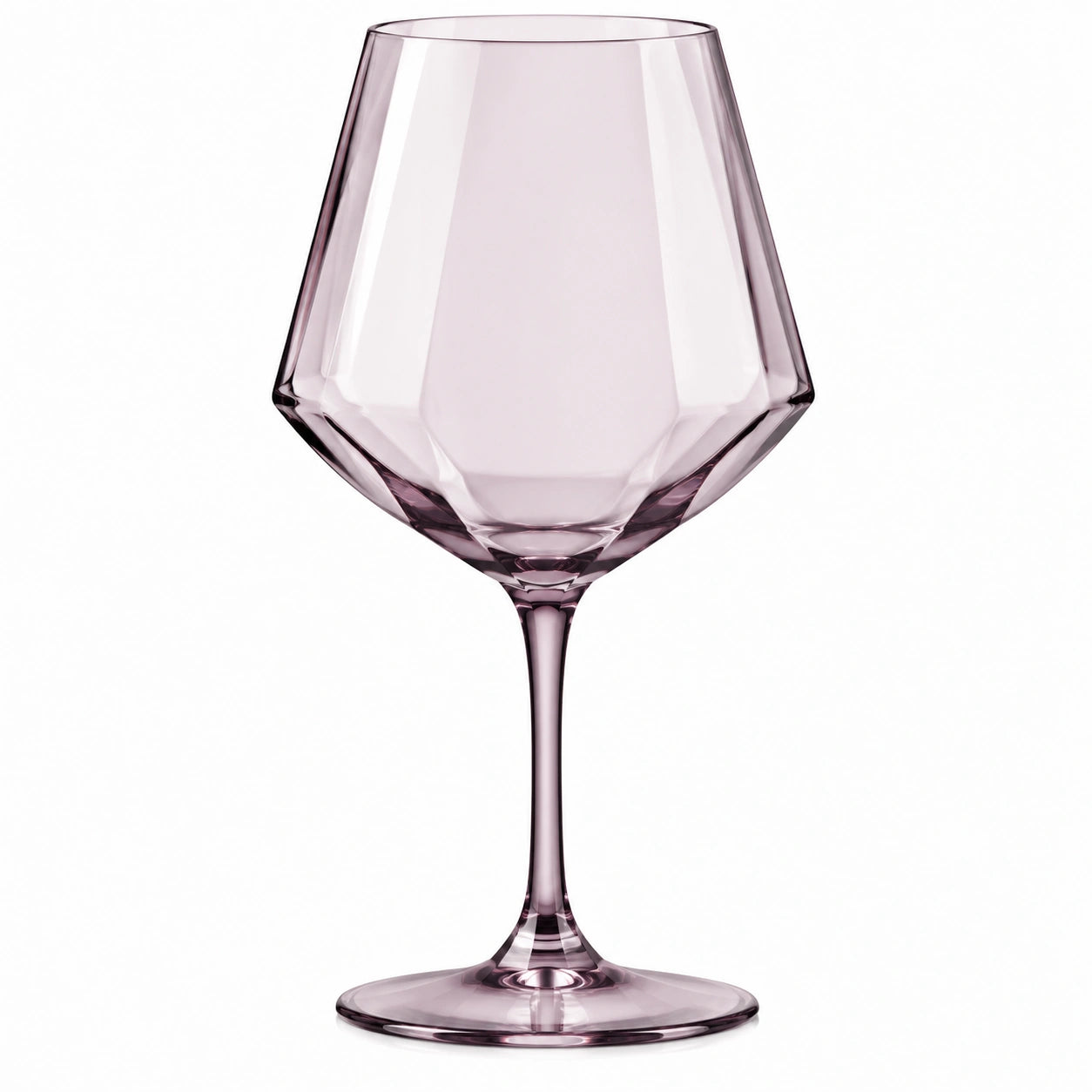 Weinglas 500 ml Glas Rosa facettierter Kelch für Wein