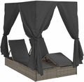 Liege Doppelte Sonnen, Grau Poly-Rattan, vidaXL