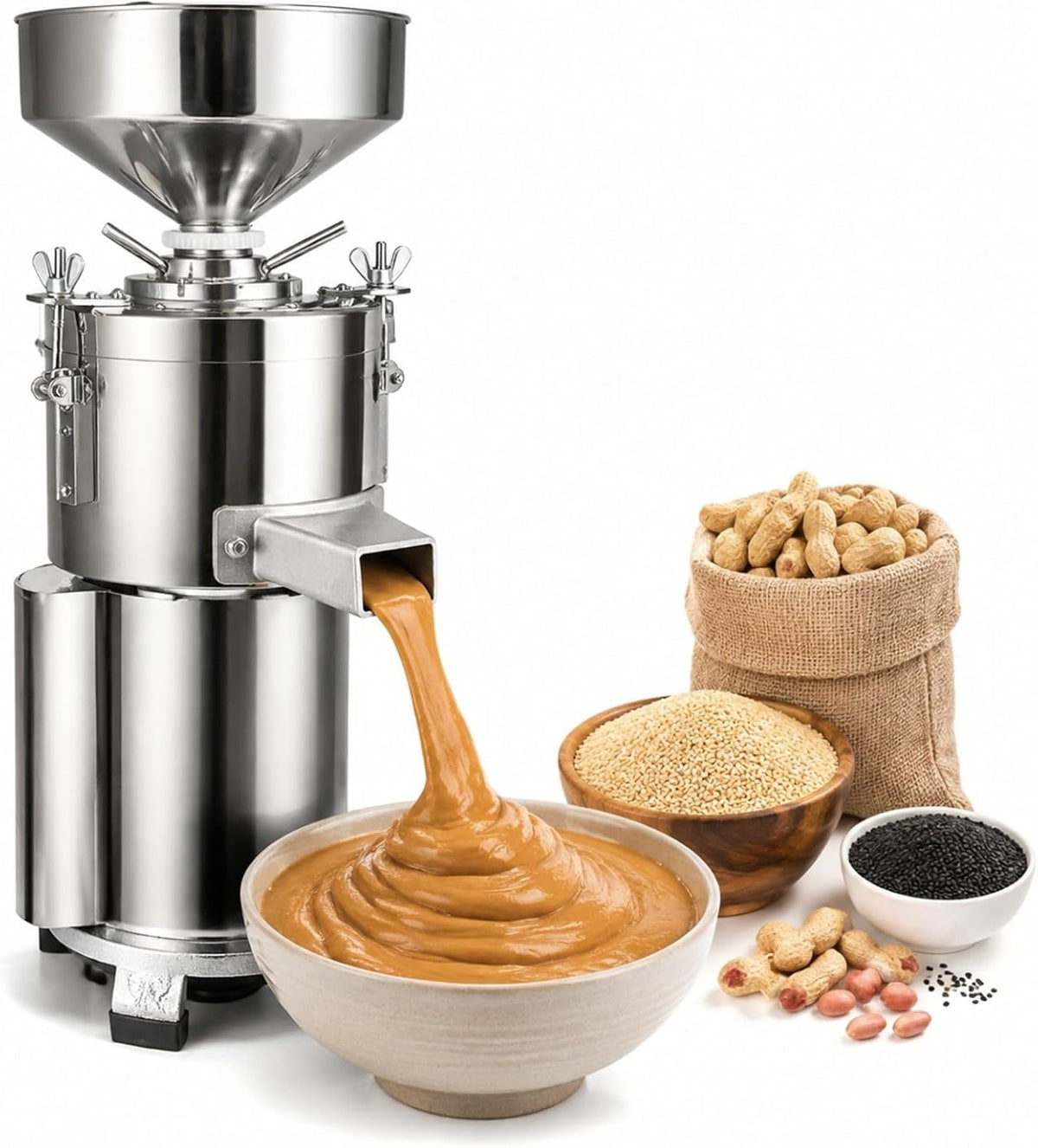 KVTUYC Elektrische Getreidemühlen, Elektrische Nussbuttermühle, 15 kg/h Leistung