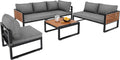 Sofa Gartenlounge-Set Garten, Set für 5-6 Personen, Modernes Outdoor-Sofa-Set, Gartenmöbel-Set mit verzinktem Eisenrahmen