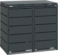 MBOX24 2er Classic Mülltonnenbox, für Mülltonnen bis 240 Liter, aus verzinktem Stahl, 1er Metall Mülltonnenverkleidung in Anthrazit