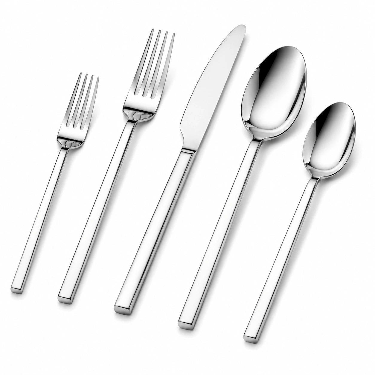 5-teiliges Besteckset aus Edelstahl silberfarben für 1 Person modernes Design