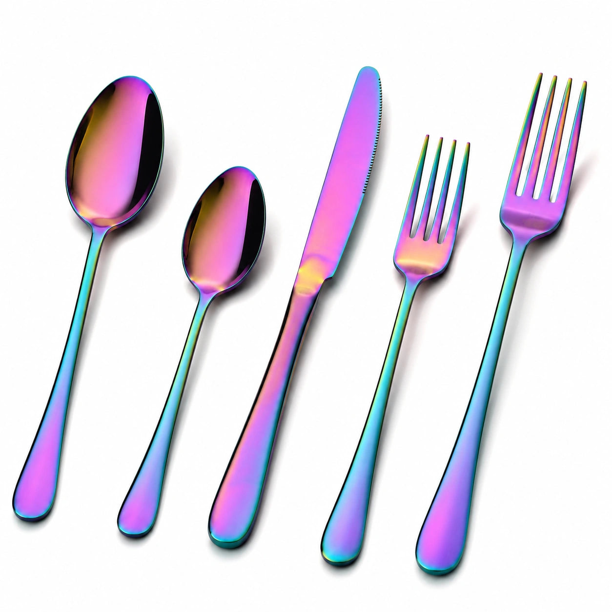 Besteckset 5-teilig 14.5-23 cm Edelstahl schillernd für 1 Person