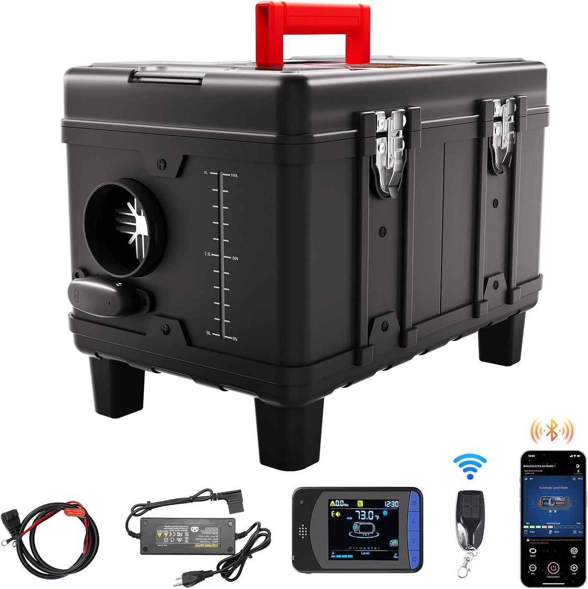 VEVOR Heizofen, 8 kW Dieselheizung 12 V /24 V All in One Diesel-Luftheizung, mit Bluetooth App Steuerung & Fernbedienung& Anzeigebildschirm & CO-Alarm