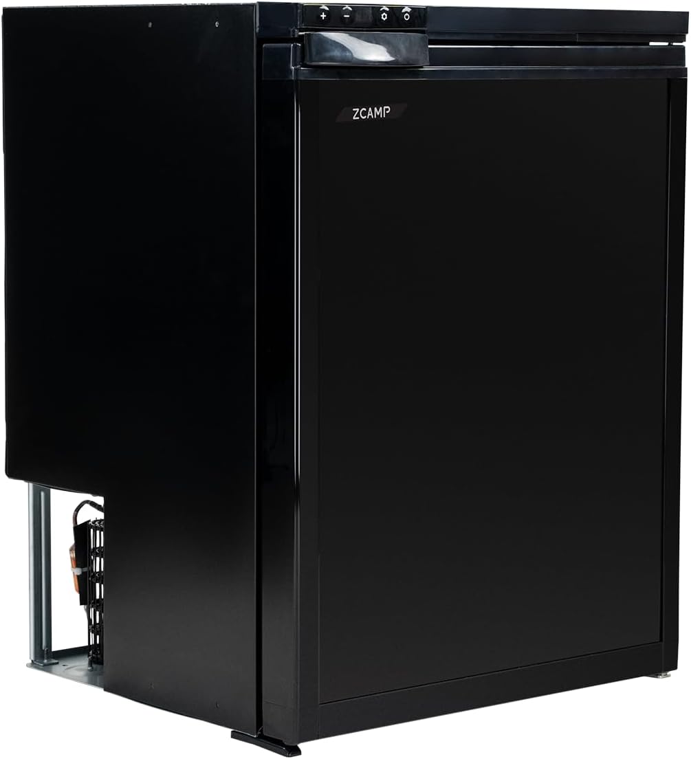 Kühlschrank, CR65S 59L, Frigo 12V Camping Car Porte Réversible, Réfrigérateur Silencieux pour Camping Voiture Chambre Caravane, Noir, -20℃ BIS 20℃