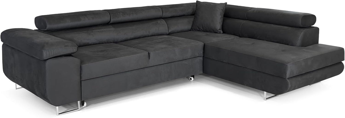 Sofa Eck, mit Schlaffunktion PASTI L-Form, Sofa Couch mit Bettkasten, 3-Sitzer Eckcouch, Schlafsofa für Wohnzimmer