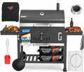KESSER XXL ® Holzkohlegrill Grillwagen, Set mit Deckel & Thermometer, großer BBQ Kohlegrill Wagen, Smoker Grill mit Kamin & Lüftung, mit Grillrost