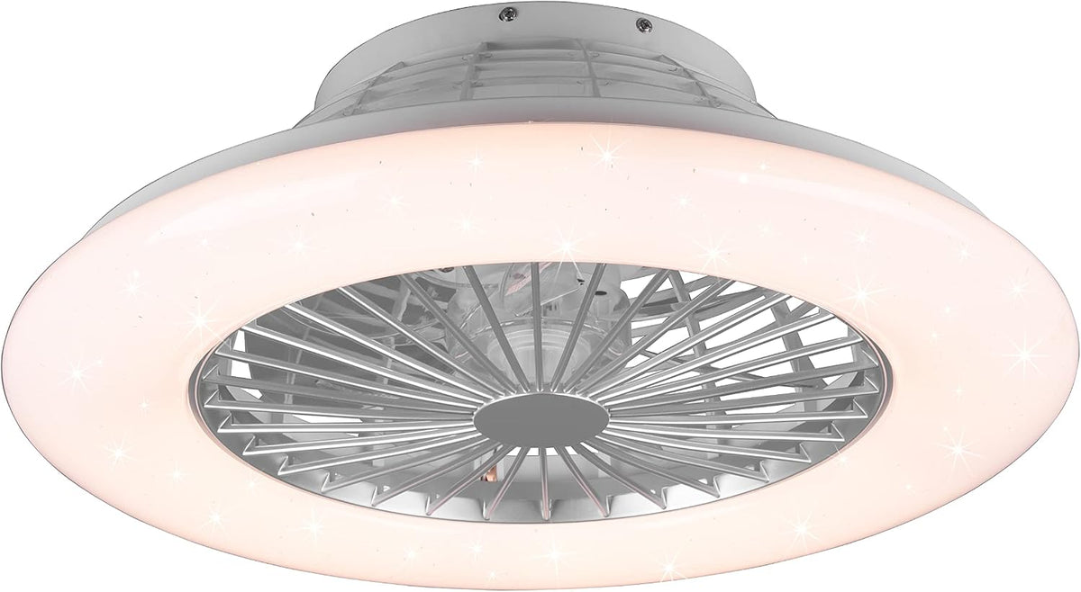 RL LIVE YOUR LIGHT Deckenventilator mit Beleuchtung, Reality Leuchten LED Deckenleuchten-Ventilator Stralsund R62522987, Kunststoff Silberfarbig/Weiß