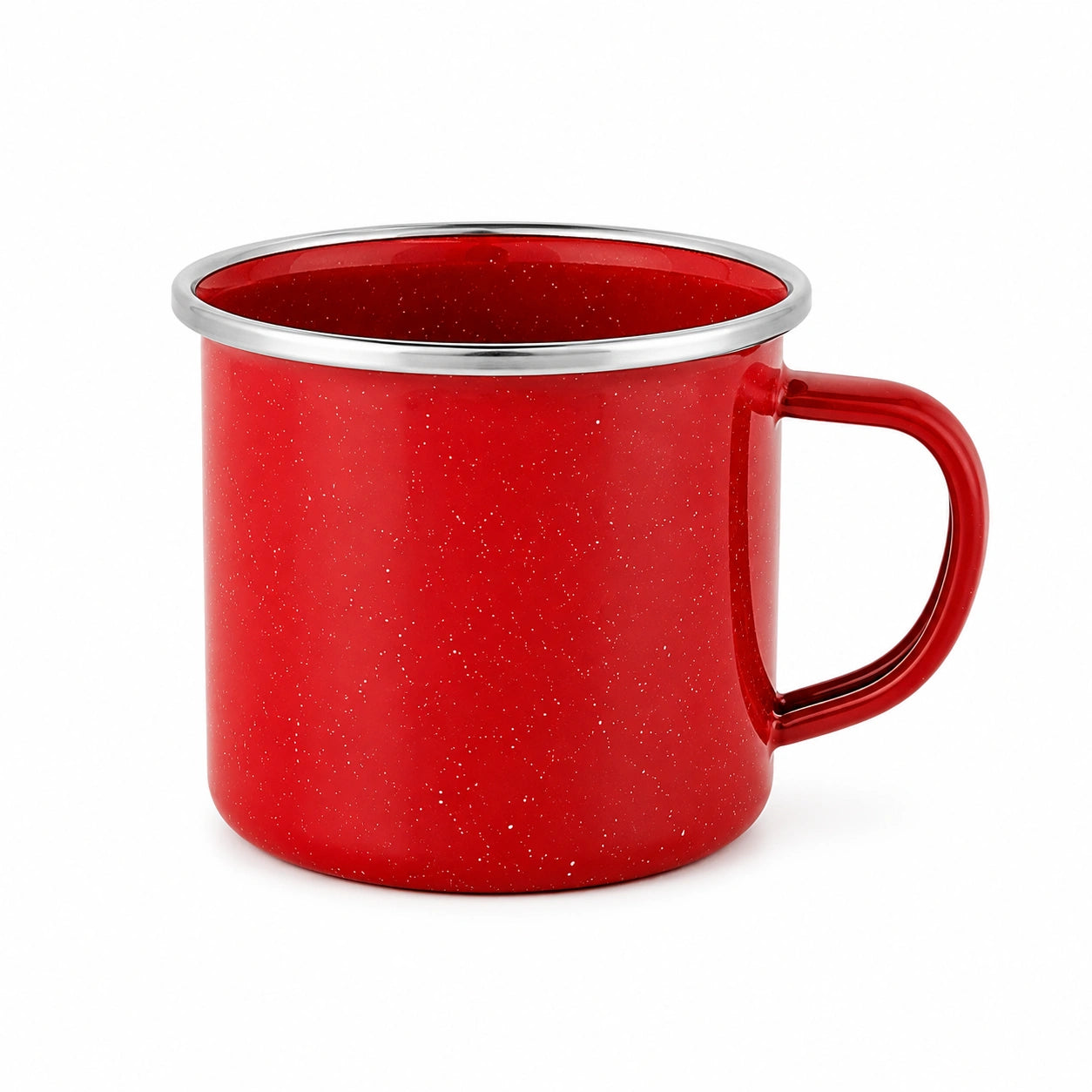 Emaillebecher 350 ml 9 cm Rot mit Sprenkelmuster für Heißgetränke