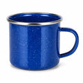Emaillebecher 500 ml Stahl Blau für Heißgetränke im gesprenkelten Vintage-Stil