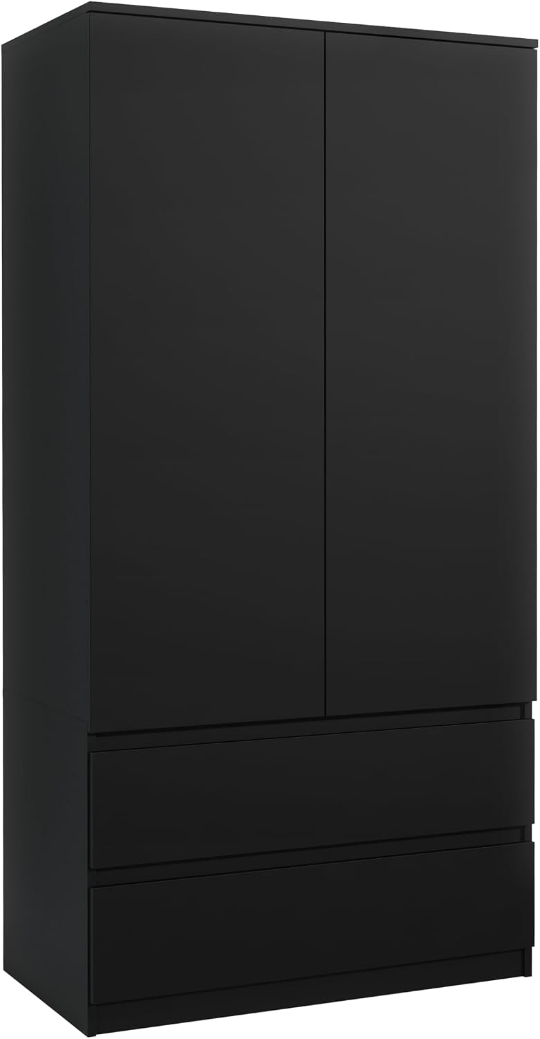 Kleiderschrank, mit 2 Türen, Schwarz 180 × 90 × 50cm, meble masztalerz
