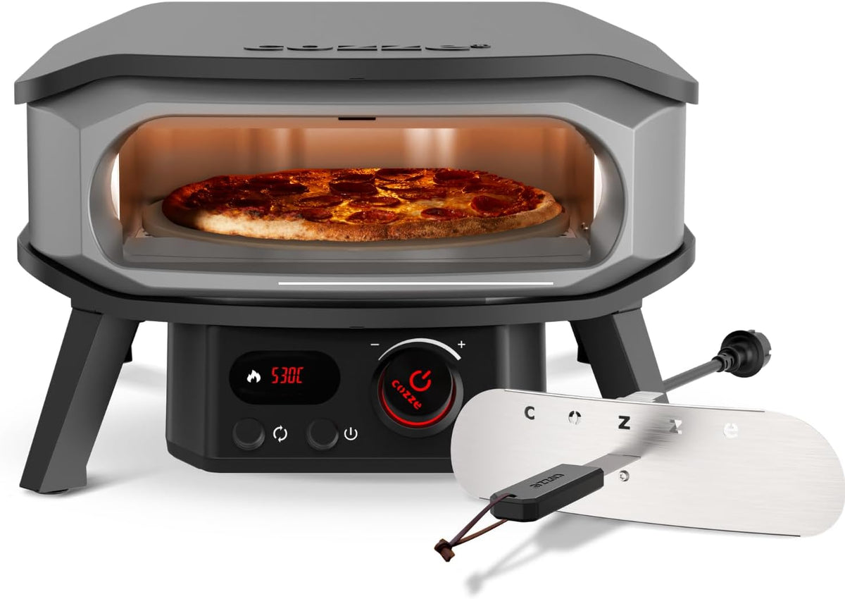 cozze 13' PREMIUM ROTATE ® Pizzaofen, Elektrisch mit Drehstein inkl. Regler und 2 m. Stecker, für knusprige Pizzas