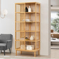 Standregal, Trundholm Badregal mit 5 Ablagen freistehend aus Bambus Aufbewahrungsregal 185 × 80 × 45 cm für Wohnzimmer Flur Küche, [en.casa]