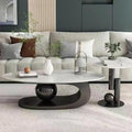 Couchtisch Ovale, e aus Stein für das Wohnzimmer, Mitteltisch mit Beistelltischen, 2er-Set, abstrakte Tische für das Wohnzimmer, Büro, Schwarz, 10