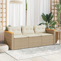 Sofa Garten, 3-Sitzer Beige Polyrattan, KTHLBRH