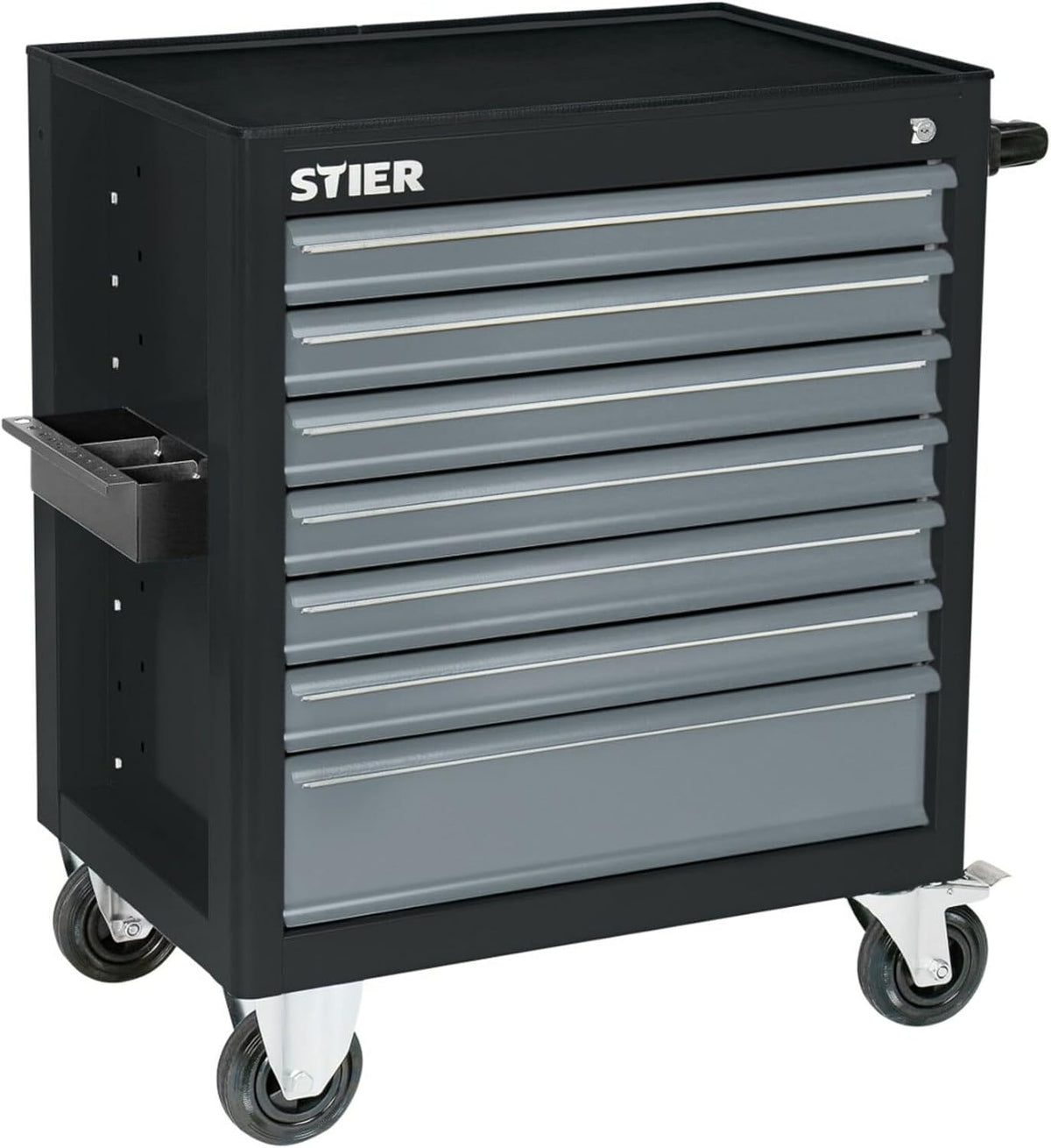 Werkzeugschrank, Werkstattwagen Black-Edition, unbestückt, Werkzeugwagen, Montagewagen, mit kugelgelagerten Schubladenschienen, 7 Schubladen