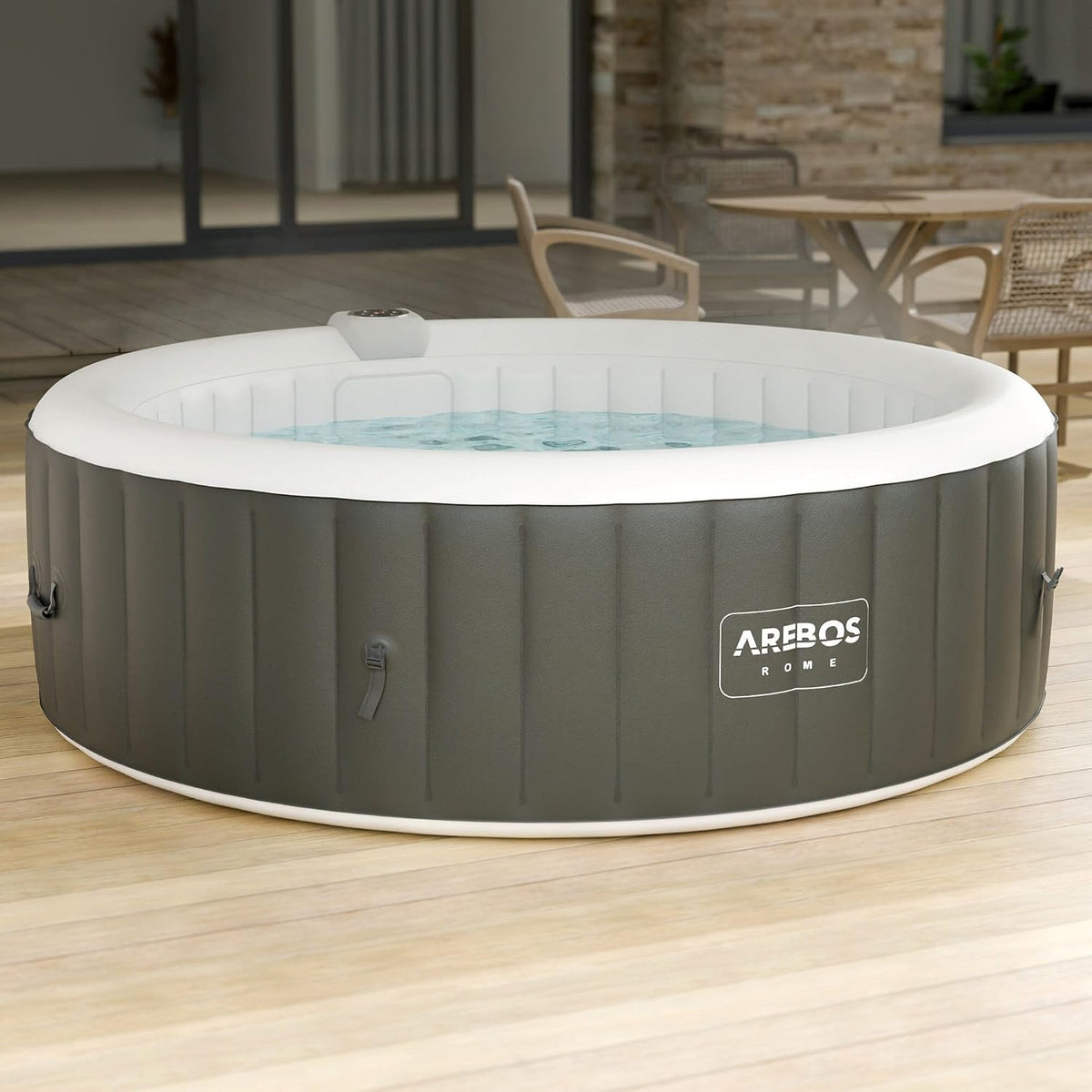 Arebos Aufstellpool, Whirlpool, 6 Personen, 1000 Liter, ⌀ 208 cm, Rund, Outdoor