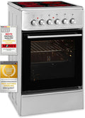 Exquisit ECM 5-4.1 Stand Herd, mit Ceranfeld, Elektroherd 50 cm Umluft, Inox