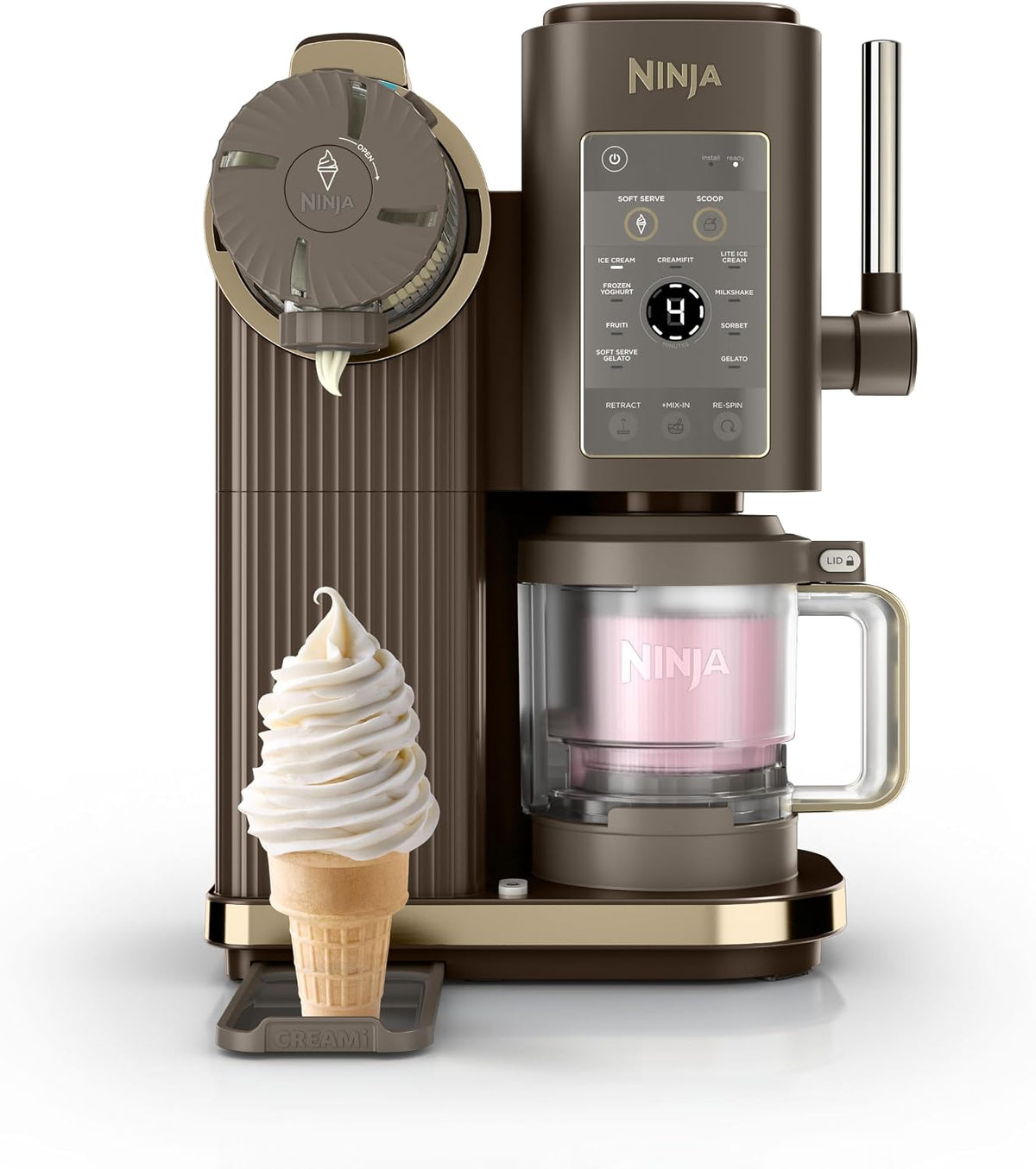 Ninja CREAMi Scoop & Swirl Eismaschine, mit 2 Behältern, 13 Funktionen, für Eiscreme, Softeis, Gelato, Sorbet, Milchshakes und mehr