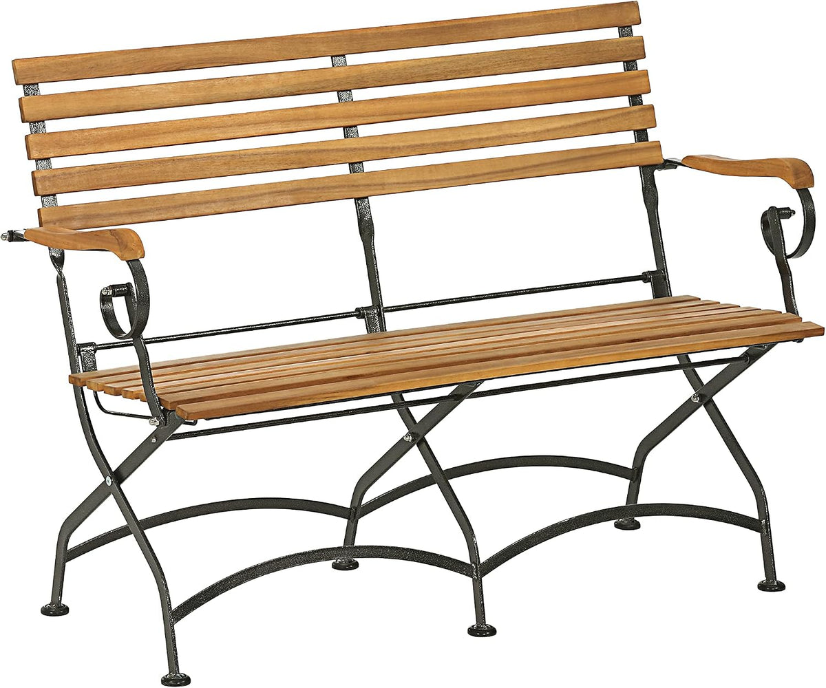Sitzbank, Klappbank Tegernsee, 2-Sitzer, ca. 124 x 88 x 57 cm, aus FSC® - zertifiziertem Akazienholz/Stahl, Natur, Dehner