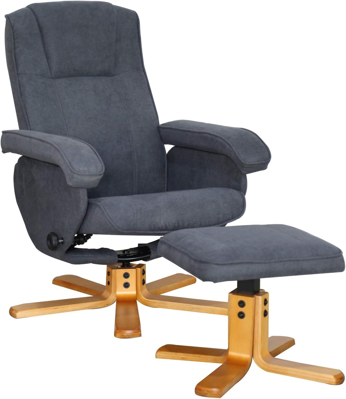Relaxsessel Charles, TV Sessel Wohnzimmer-Sessel Hocker Drehsessel Beinablage Fernsehsessel Drehstuhl Lesesessel Dunkelgrau, SVITA