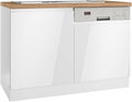 Tischgeschirrspüler, Spülenschrank mit Nische für Geschirrspüler, Hochglanz weiß, Arbeitsplatte Eiche, Lomadox