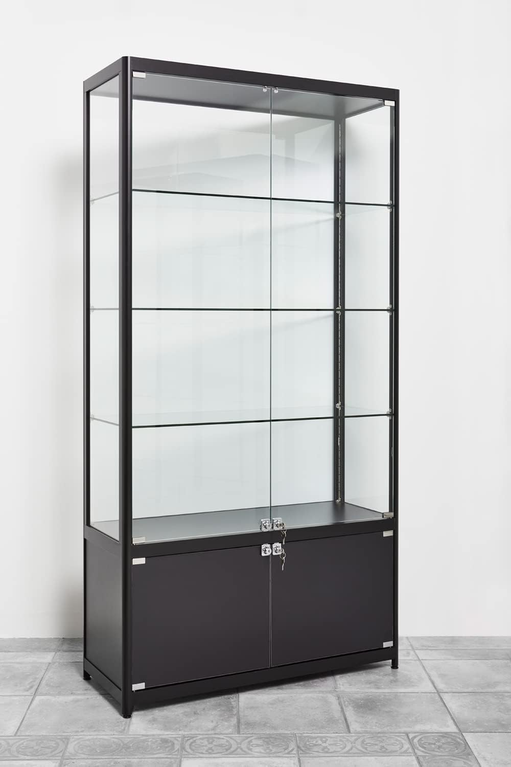 Aigentlich Glasvitrine, schwarz inkl. LED-Beleuchtung, 100 × 198 × 40cm