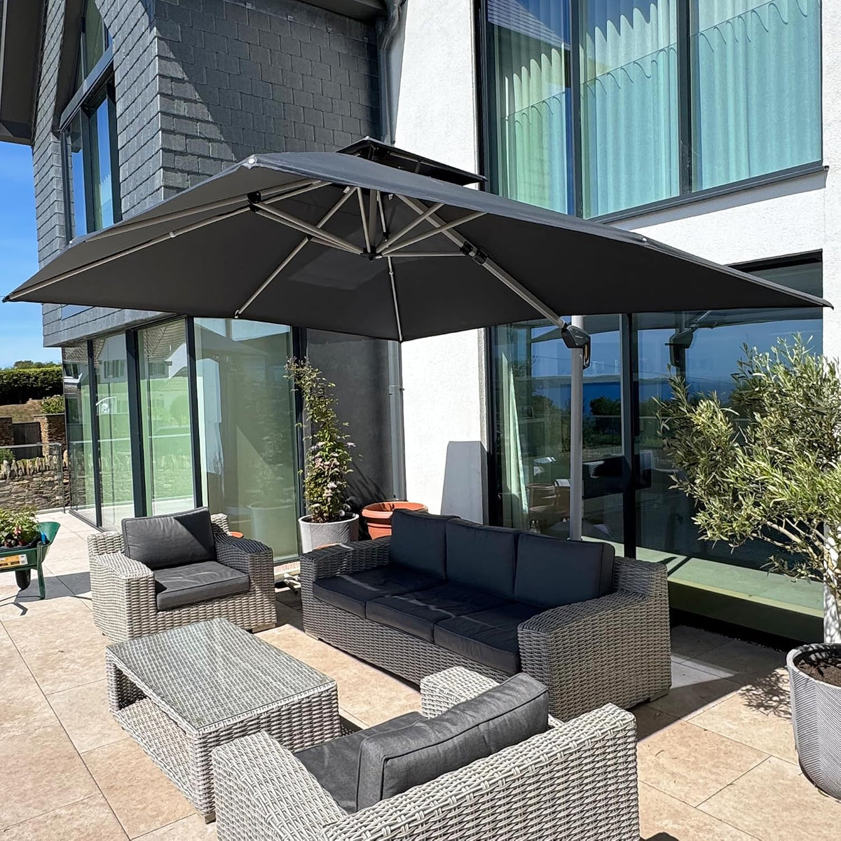 PURPLE LEAF Sonnenschirm,   Sonnenschirm Rechteckig 300 × 365 cm Groß 6 Verstellbar