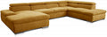 Sofa, Wohnlandschaft Alkatraz im modernen Design/U-Form mit Longchair links und Ottomane rechts/Inkl. Kopfteilverstellung/350 x 73 x 226/Gelb