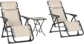 Liege Garten, Set 3-TLG. Klappbar 2 Stühle 90 × 65 × 110 cm Beige, Outsunny