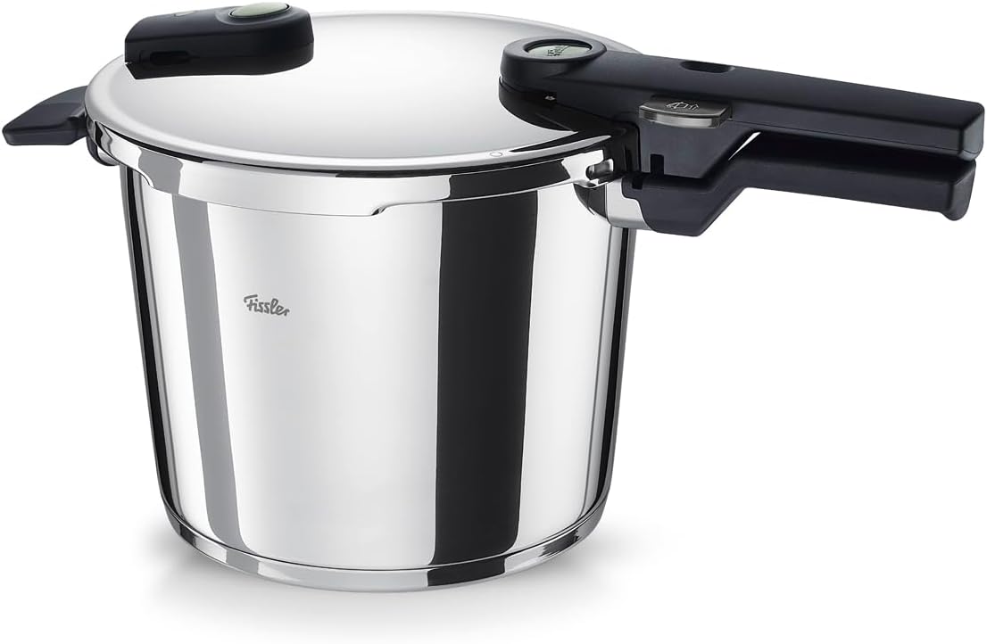 Fissler Schnellkochtopf,  , Vitaquick Elemental Schnellkochtopf (6 L, Ø 22 cm, Salbeigrün), Edelstahl, 2 Garstufen, Superthermic Boden, Induktion
