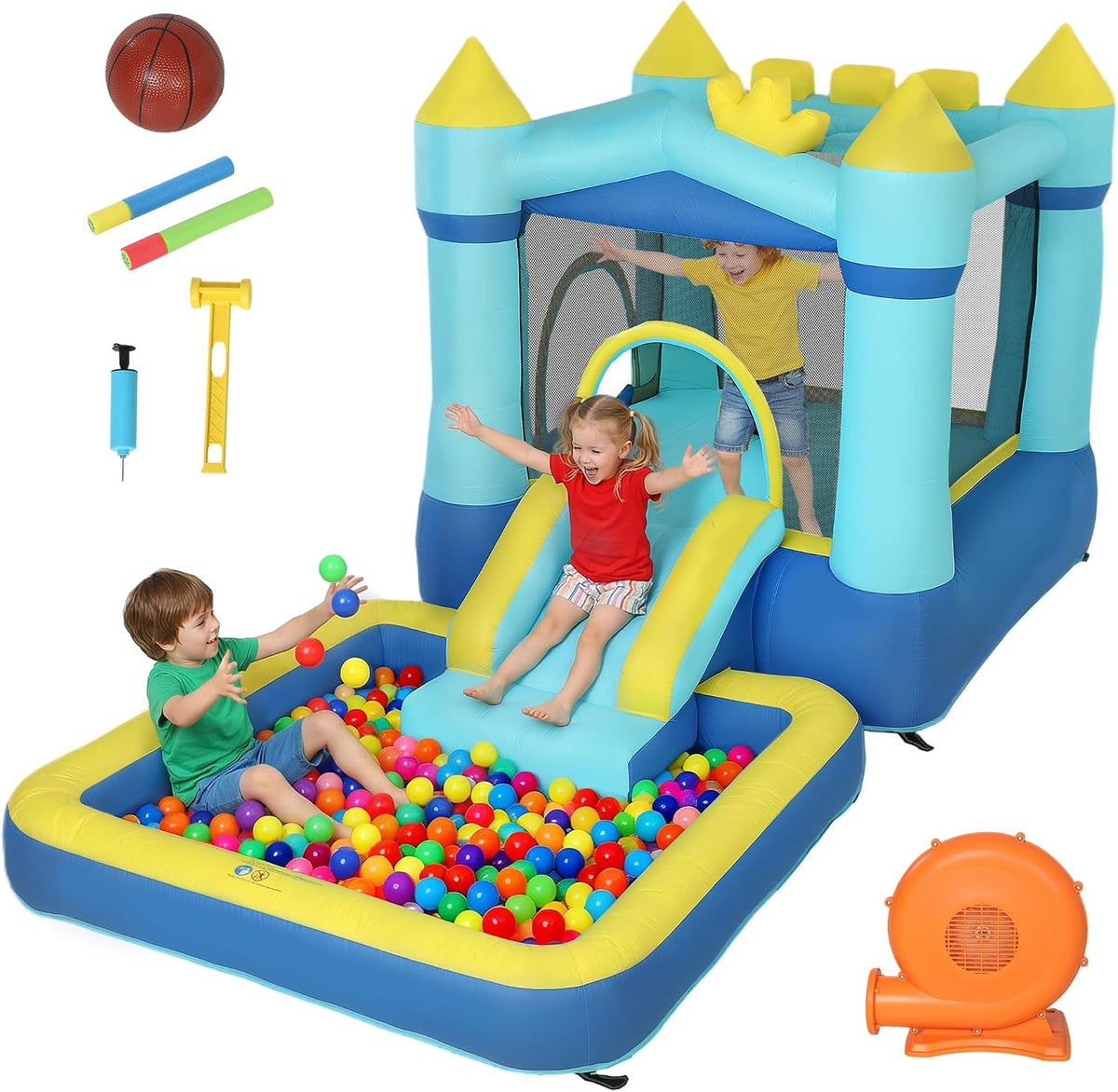 AIYAPLAY Hüpfburg, mit Gebläse, Rutsche für 3-8 Jahre Kinder 364 × 173 × 182 cm