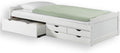 Bett, mit Stauraum Andrea Kiefer massiv Weiss Bett 90 × 200 cm mit 4 Schubladen Gästebett, IDIMEX