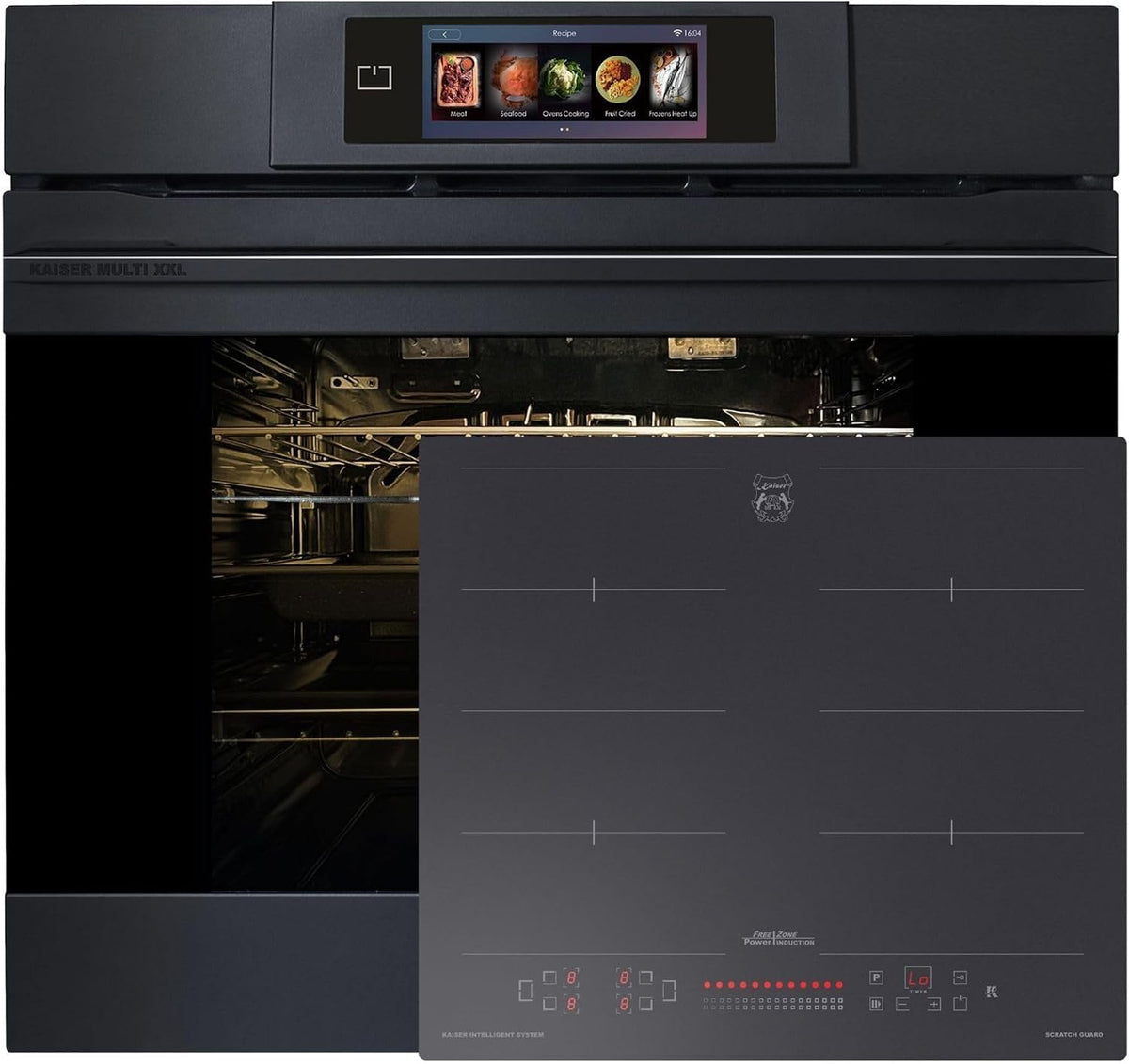 Kaiser Backofen, Air Fryer, Full Touch + Induktionskochfeld 60 cm mit FlexInduktion, Booster, Anti Scratch Glas