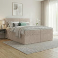 Bett Boxspring, RALF 200 × 200 mit Bettkasten und Topper, Bonellmatratze H2, Stauraum in Beige, A&J MöbelLand