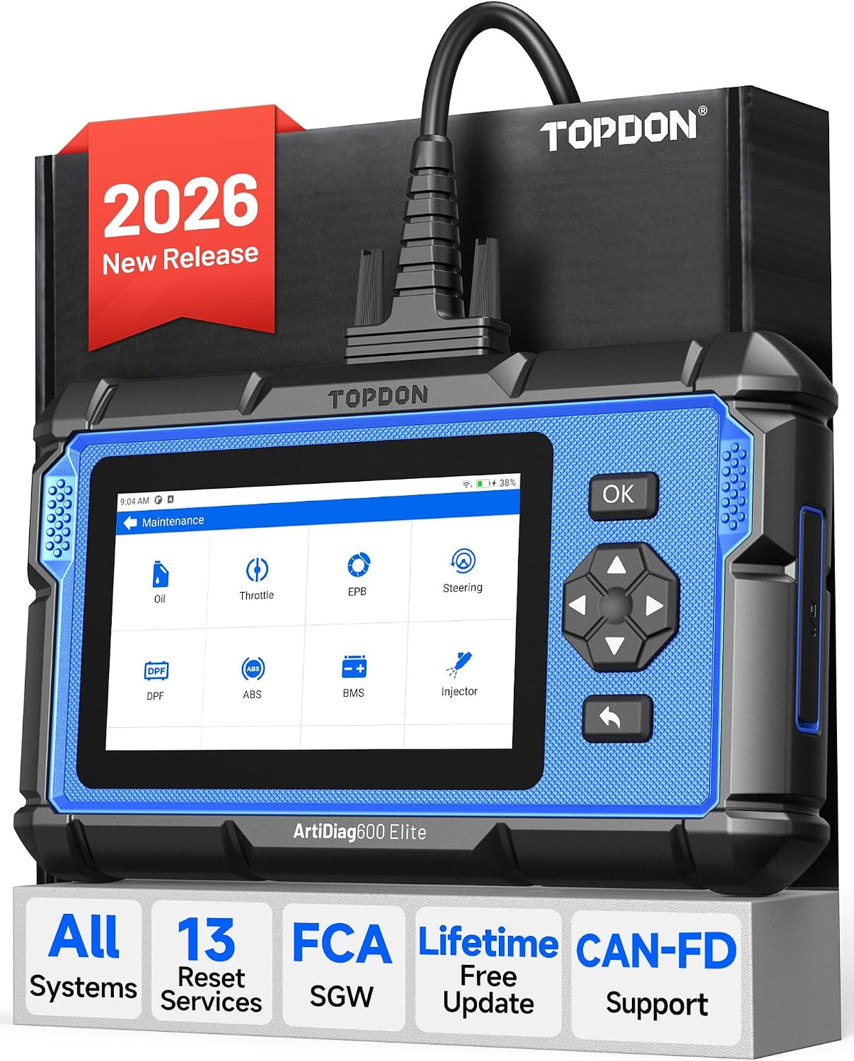 TOPDON OBD-II Diagnosewerkzeuge, AD600Elite Vollständiges diagnosegerät Auto, 13 Servicefunktionen
