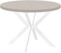 Esstisch, ENDO runder ausziehbarer Kaschmir Tisch mit Metallbeinen, Durchmesser Varianten von : 90 bis 220 cm (Kaschmir/Weiß, 100/150 cm)
