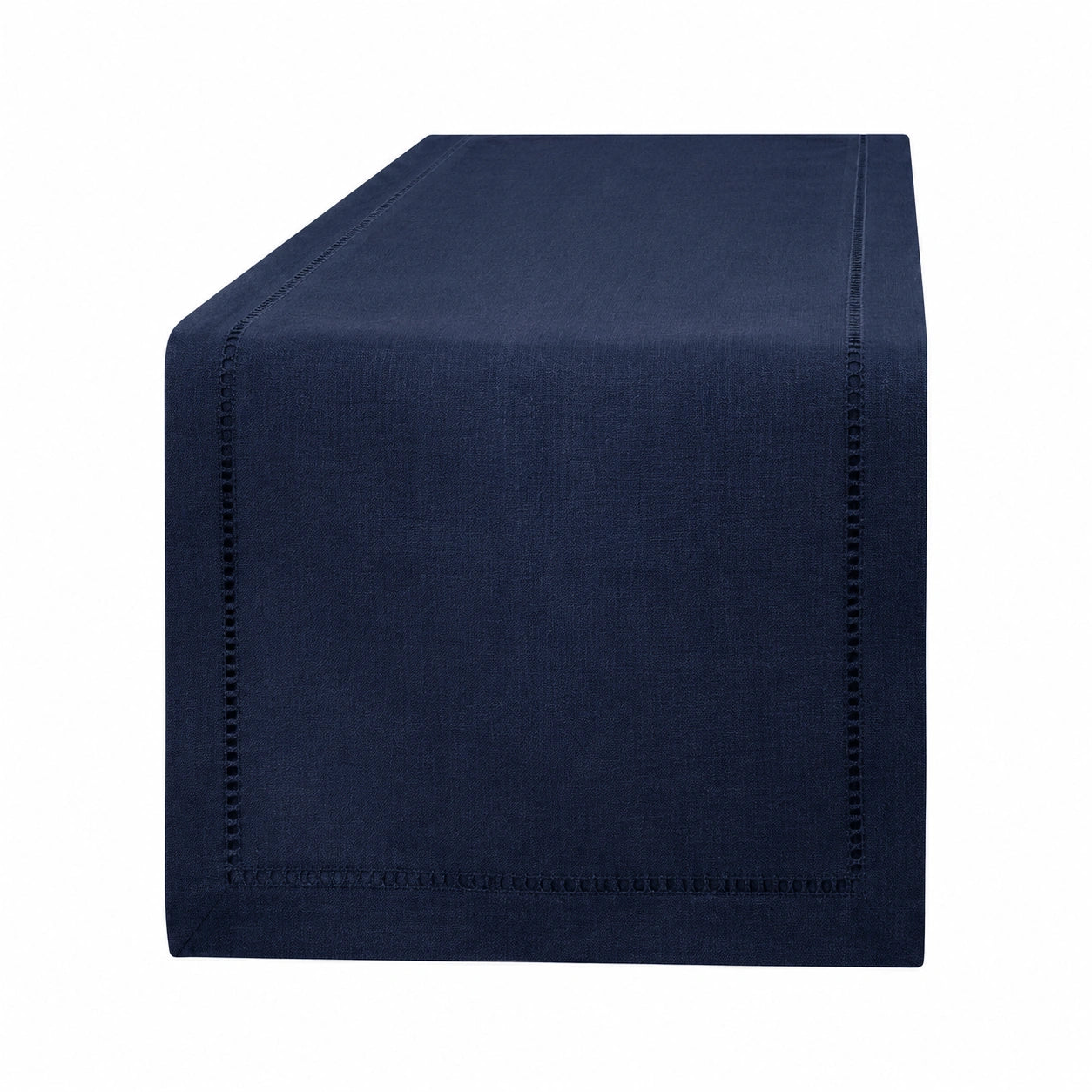 Tischläufer 40x180 cm Textil Dunkelblau mit Hohlsaum für Esstische
