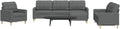 Sofa 4-TLG. Polstergarnitur mit Fußhocker Dunkelgrau Stoff Eck, Couch mit Schlaffunktion, Wohnzimmer Lounge, Platzsparend, Gemütlich, Mit Stauraum