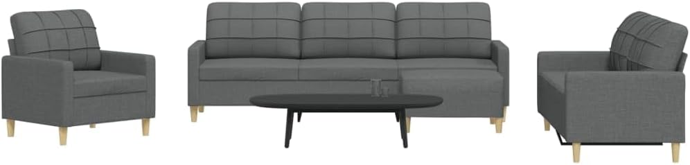 Sofa 4-TLG. Polstergarnitur mit Fußhocker Dunkelgrau Stoff Eck, Couch mit Schlaffunktion, Wohnzimmer Lounge, Platzsparend, Gemütlich, Mit Stauraum