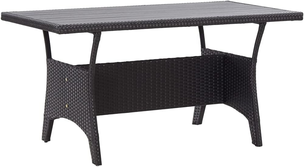 Esstisch Gartentisch Garten, Terrassentisch Tisch Balkontisch Gartenmöbel Outdoor Terrasse Schwarz 120 × 70 × 66cm Poly Rattan Stahlgestell, vidaXL