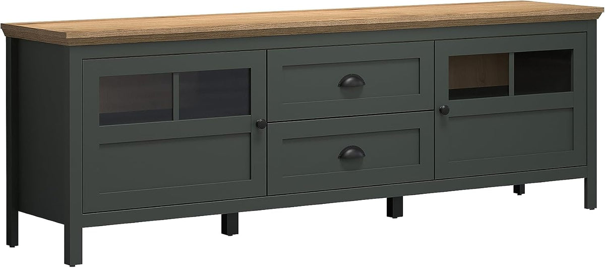 TV-Lowboard - Stanton - TV-Schrank - Tannengrün Evoke Eiche -, mit 4 Fächern und 2 Vollauszug-Schubladen - (BxHxT) 184 × 64 × 45 cm - Landhausstil